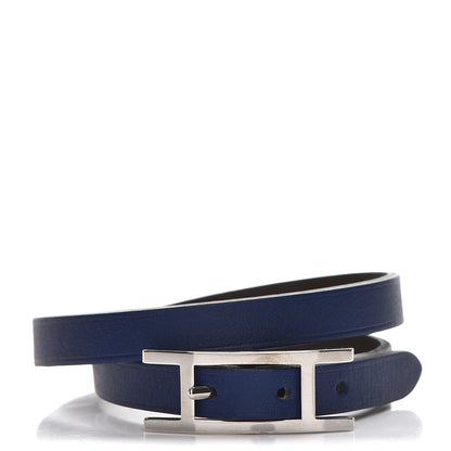 Hermes Swift Rivale Double Tour Bracelet XS Bleu Saphir Chocolate 1 of 5
