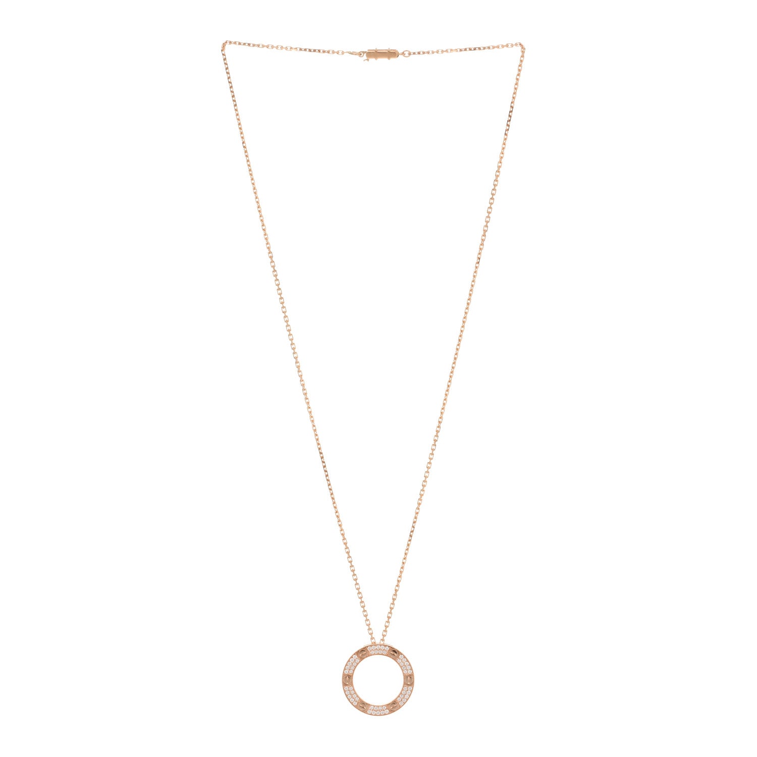 Cartier 18K Pink Gold Diamond LOVE Paved Necklace 2 of 5