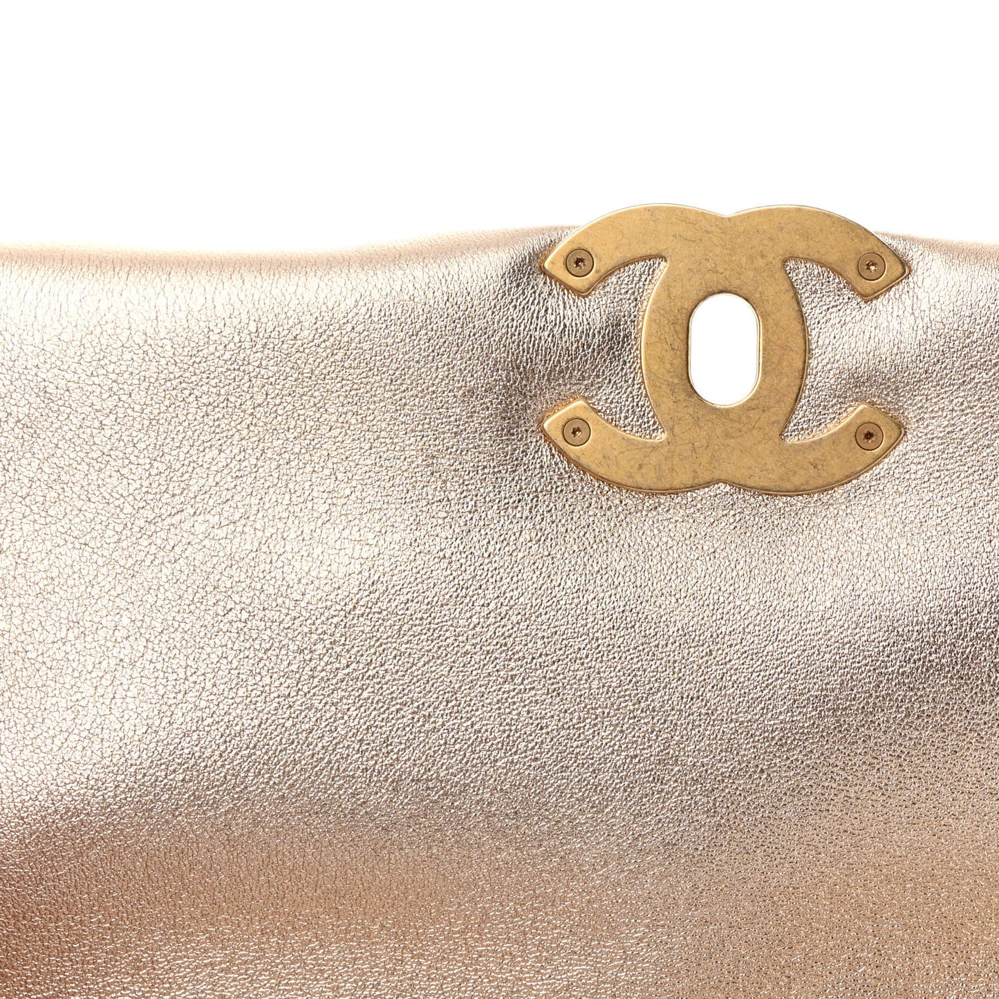 Metallic Lambskin Quilted Medium Chanel 19 Flap Gold