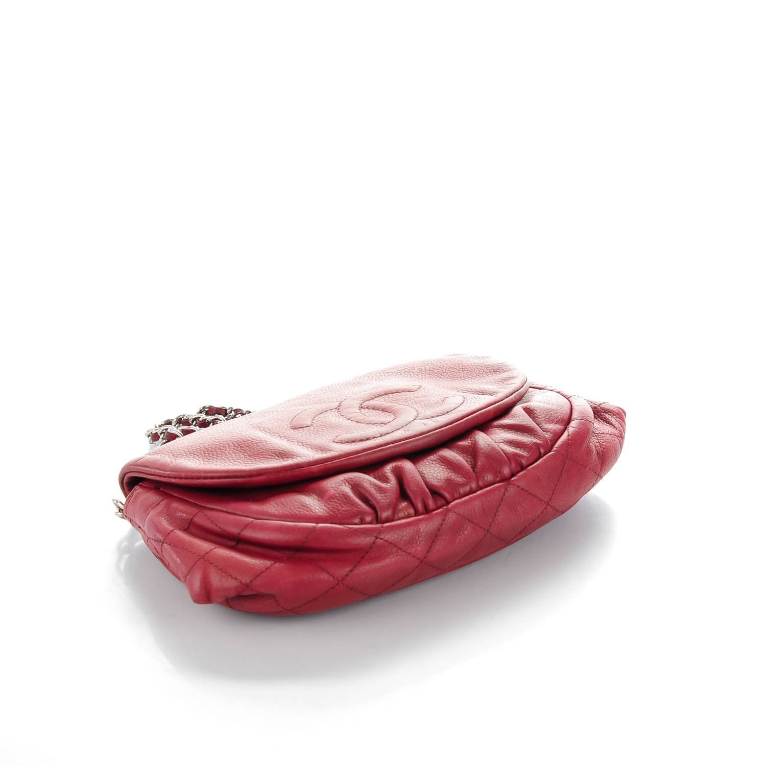 Chanel Caviar Half Moon Wallet On Chain WOC Dark Red 4 of 9