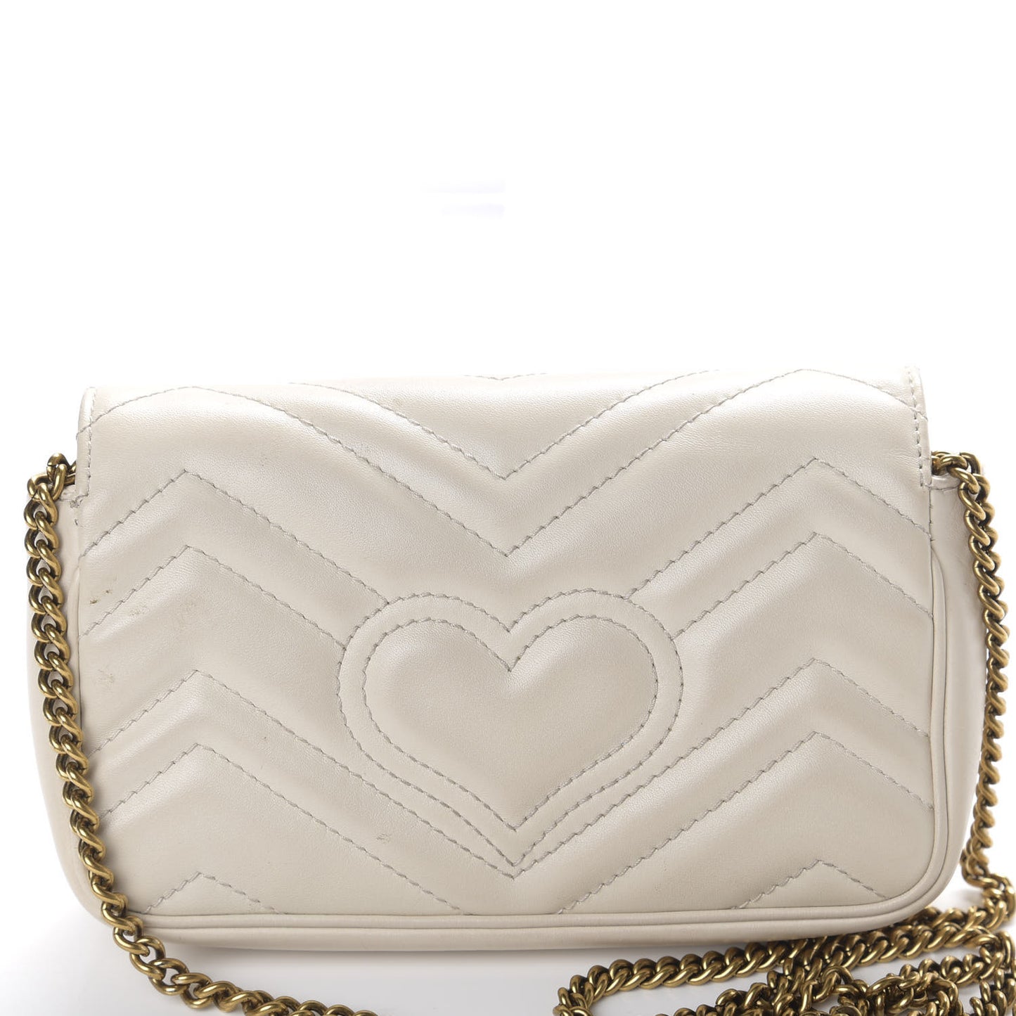 Calfskin Matelasse Super Mini GG Marmont Shoulder Bag White
