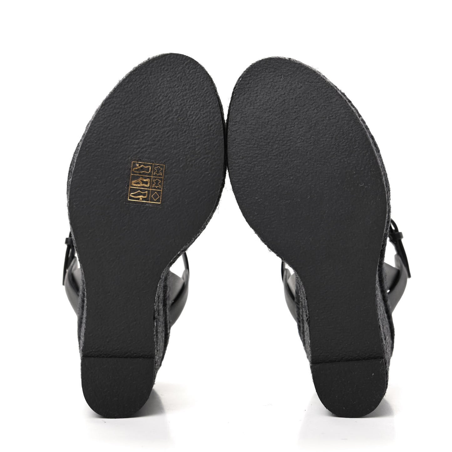 Calfskin Tribute 95 Platform Espadrille Wedge Sandals 36.5 Black