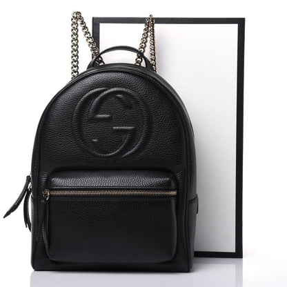 Gucci Pebbled Calfskin Soho Chain Backpack Black 12 of 12