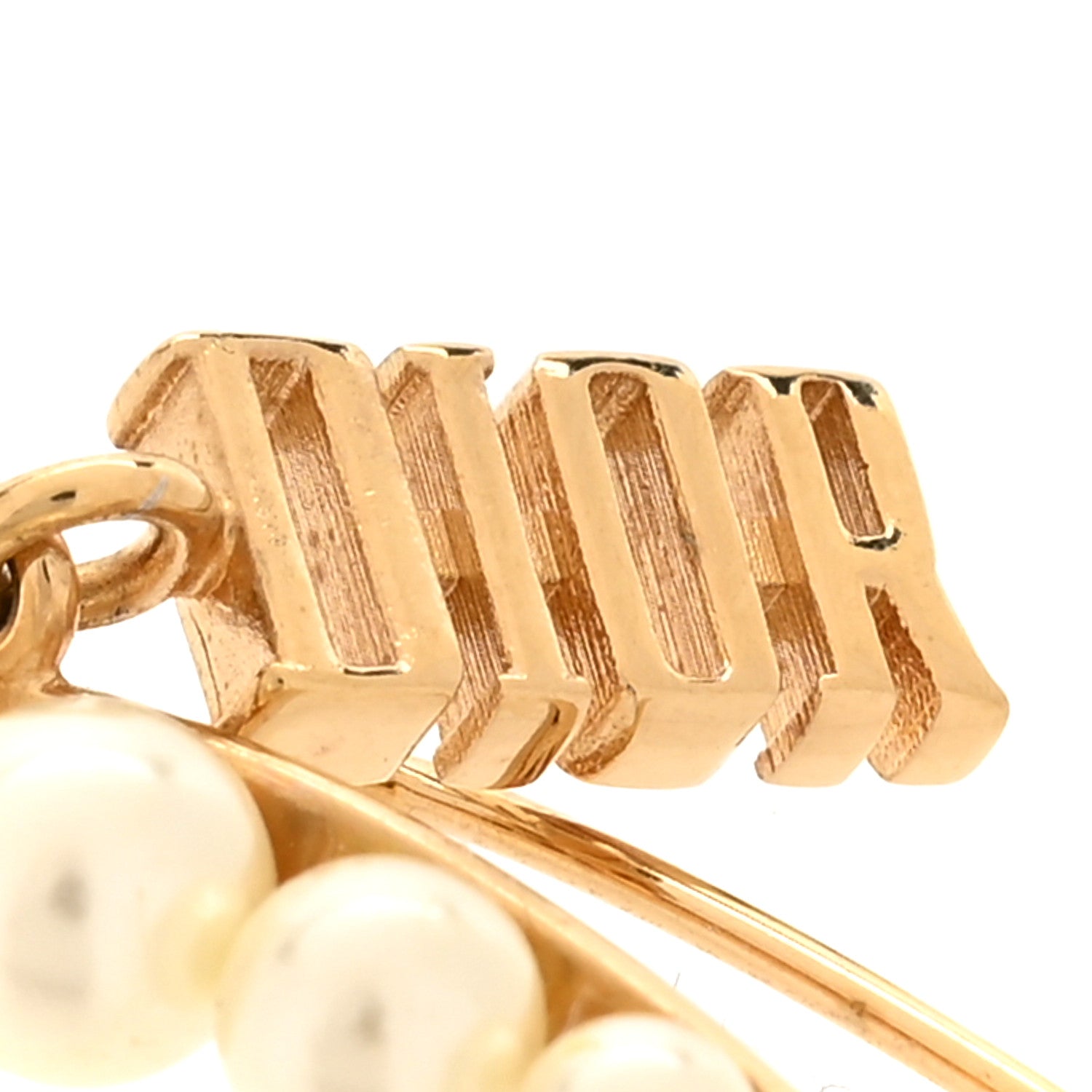 Christian Dior Pearl Logo Drop Earrings Gold White 4 of 4