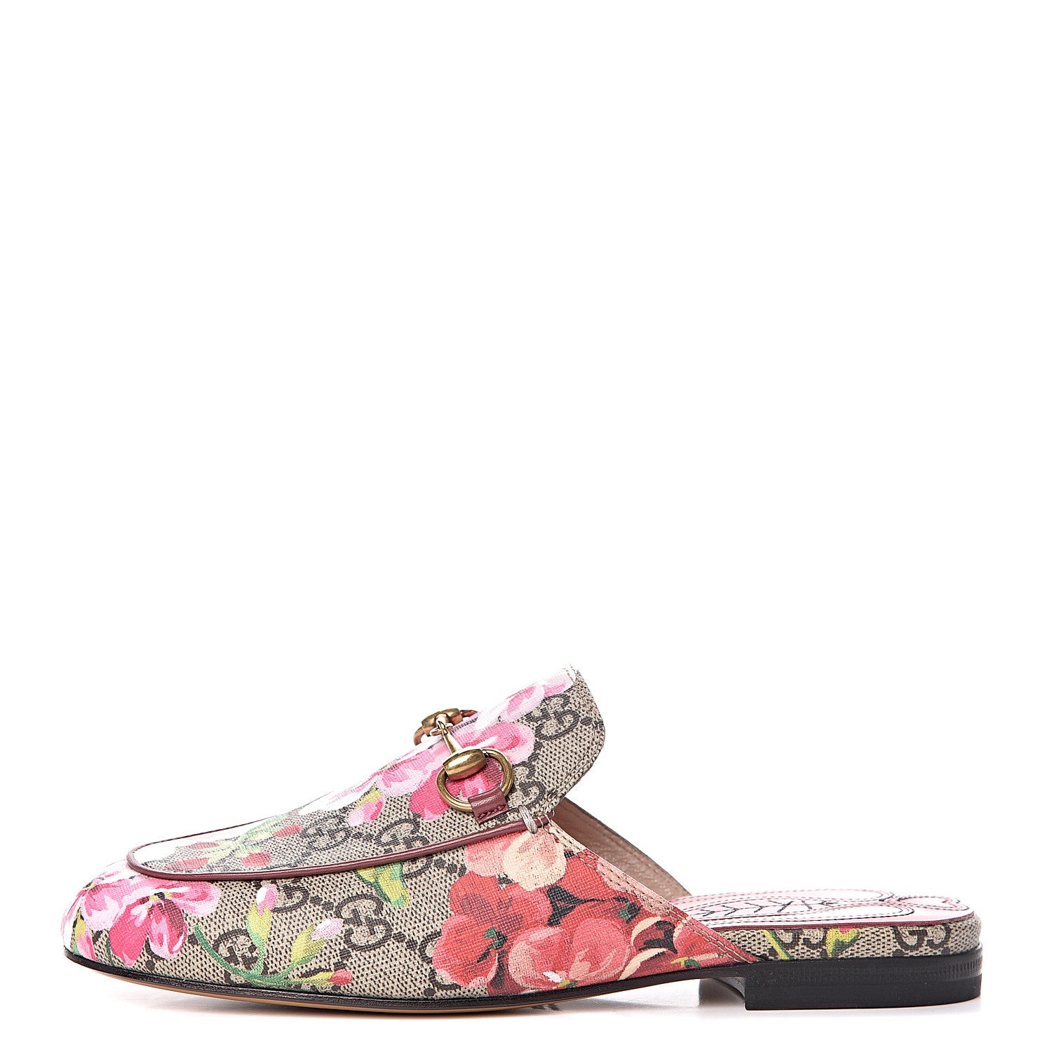 Gucci GG Supreme Monogram Blooms Womens Princetown Slippers 34 Beige Multicolor Dry Rose 1 of 10