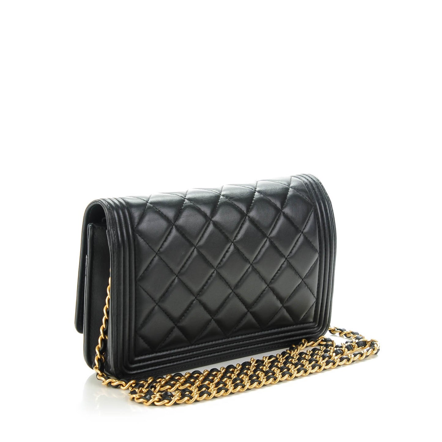 Lambskin Quilted Boy Wallet On Chain WOC Black