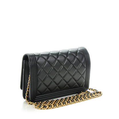 Chanel Lambskin Quilted Boy Wallet On Chain WOC Black 3 of 8
