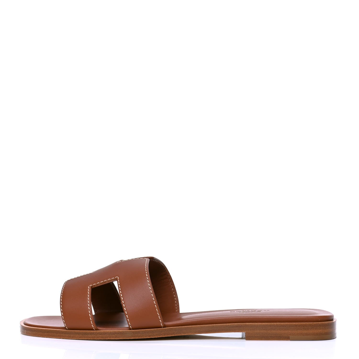 Hermes Box Calfskin Oran Sandals 37 Gold 1 of 4