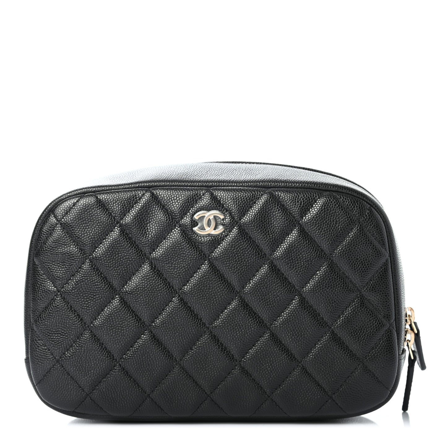 Caviar Quilted Curvy Pouch Cosmetic Case Black