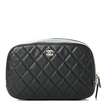 Chanel Caviar Quilted Curvy Pouch Cosmetic Case Black 1 of 8