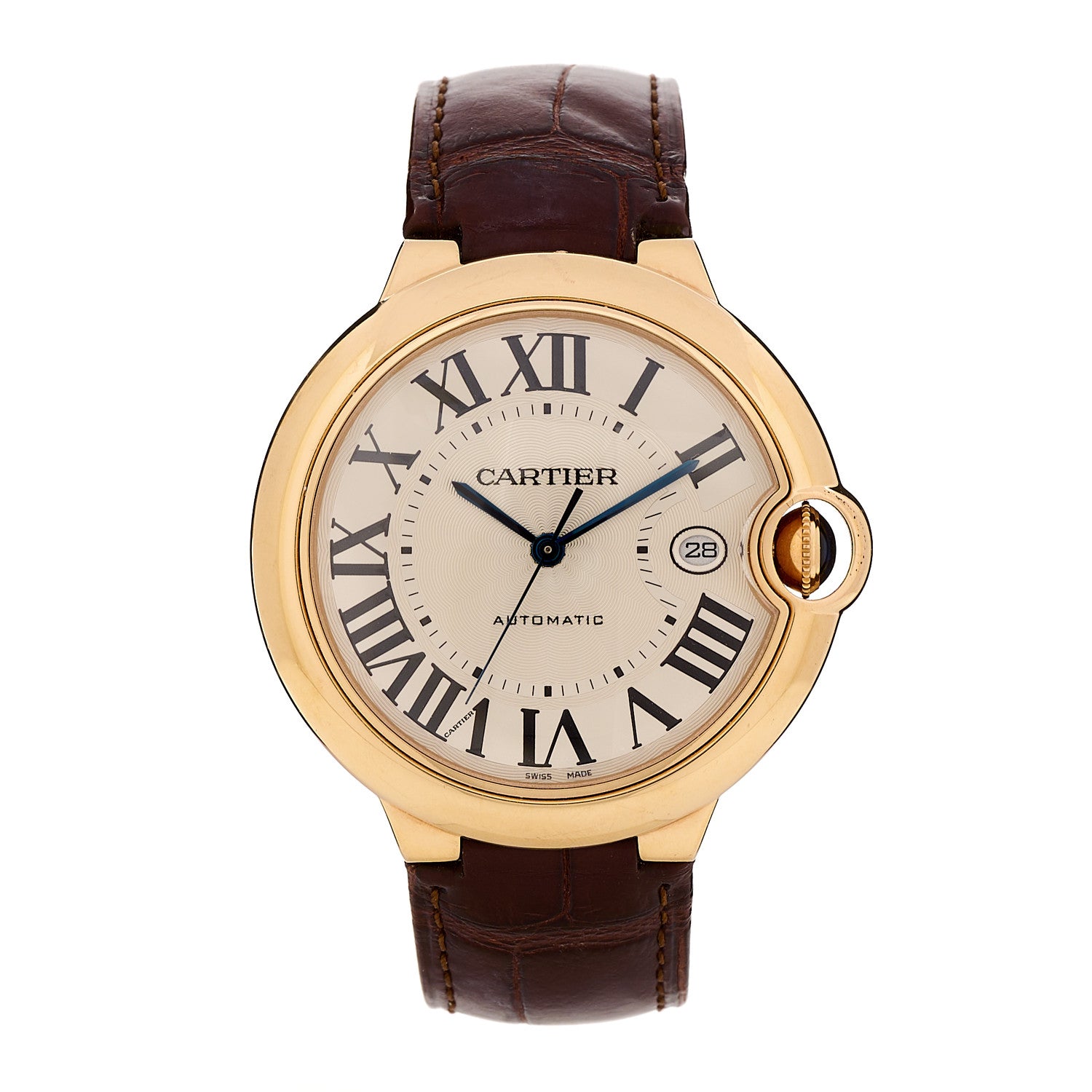 Cartier 18K Pink Gold Alligator 42mm Ballon Bleu De Cartier Automatic Watch Brown 1 of 4