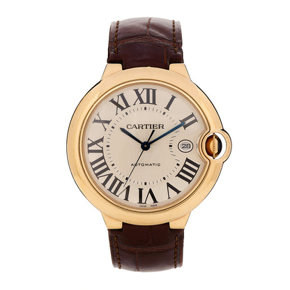 Cartier 18K Pink Gold Alligator 42mm Ballon Bleu De Cartier Automatic Watch Brown 1 of 4