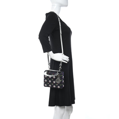 Christian Dior Denim Cannage Floral Embroidered Mini Lady Dior Blue 2 of 12