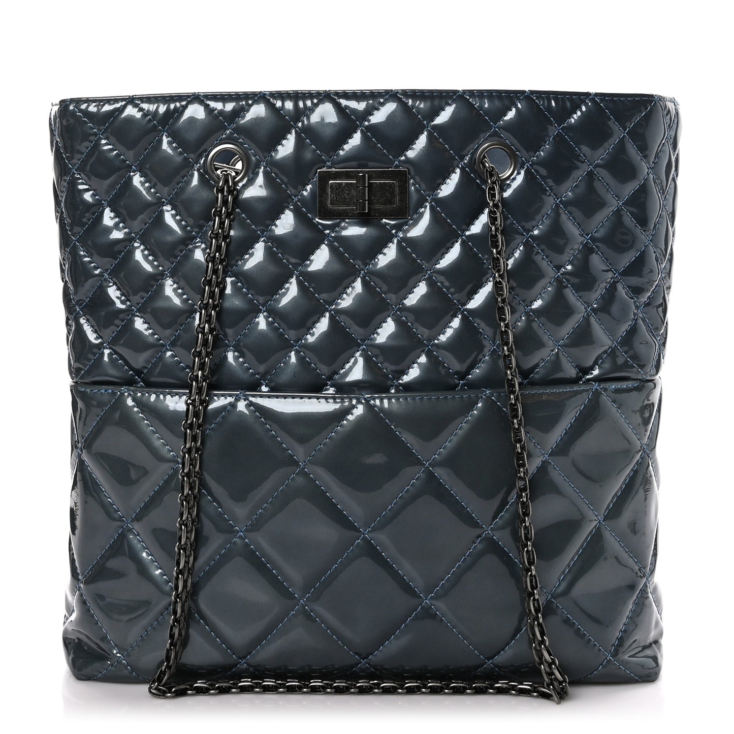 Metallic Aged Calfskin Quilted Reissue 2.55 Tote Bronze