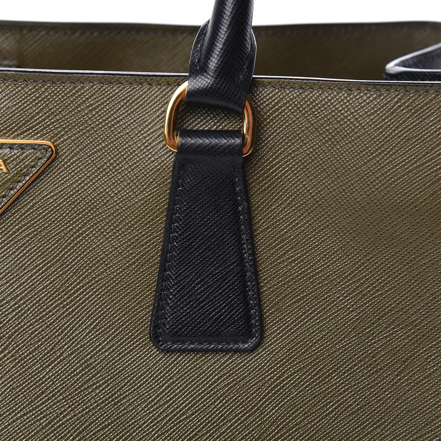 Saffiano Lux Bi-Color Medium Tote Militare Black