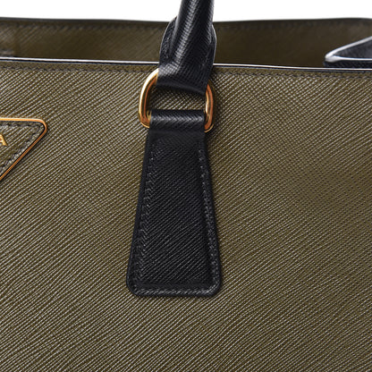 Prada Saffiano Lux Bi-Color Medium Tote Militare Black 19 of 24