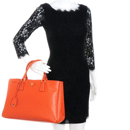 Prada Saffiano Lux Large Tote Papaya 3 of 6