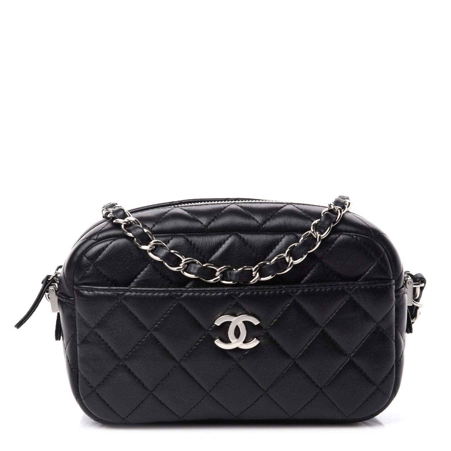 Lambskin Quilted Small Timeless Camera Case Black