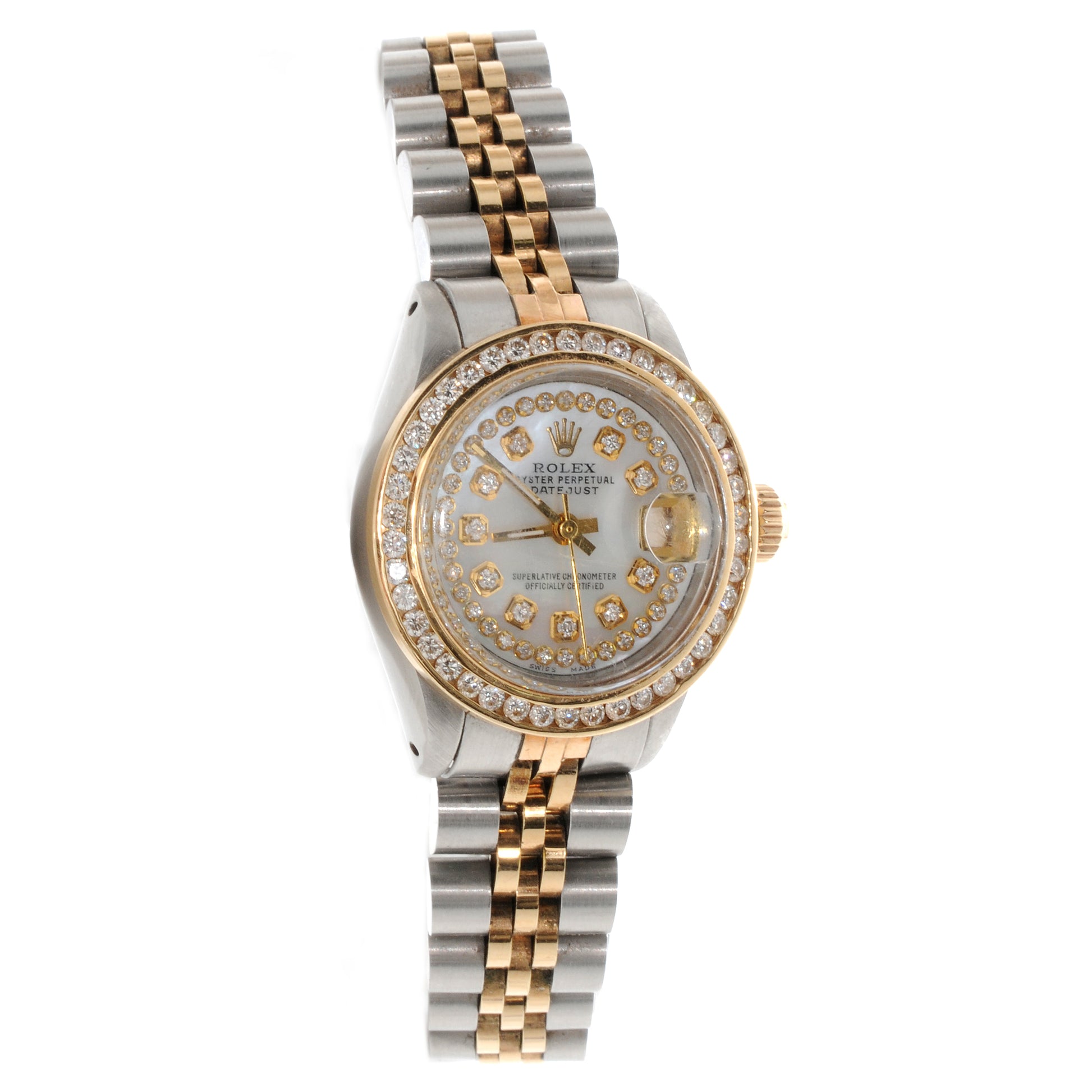 Rolex Stainless Steel 18K Yellow Gold Diamond Mother of Pearl Oyster Perpetual Datejust Watch 6917 1 of 8