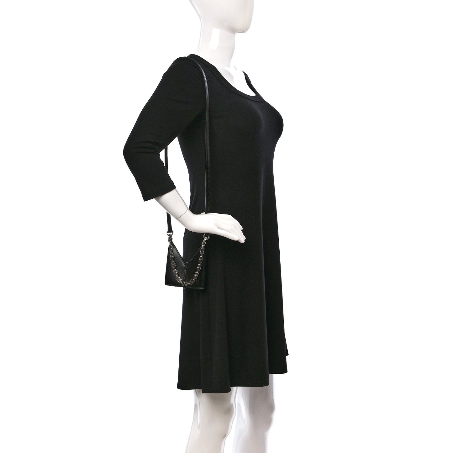 Brushed Calfskin Micro Cut Out Shoulder Bag Black