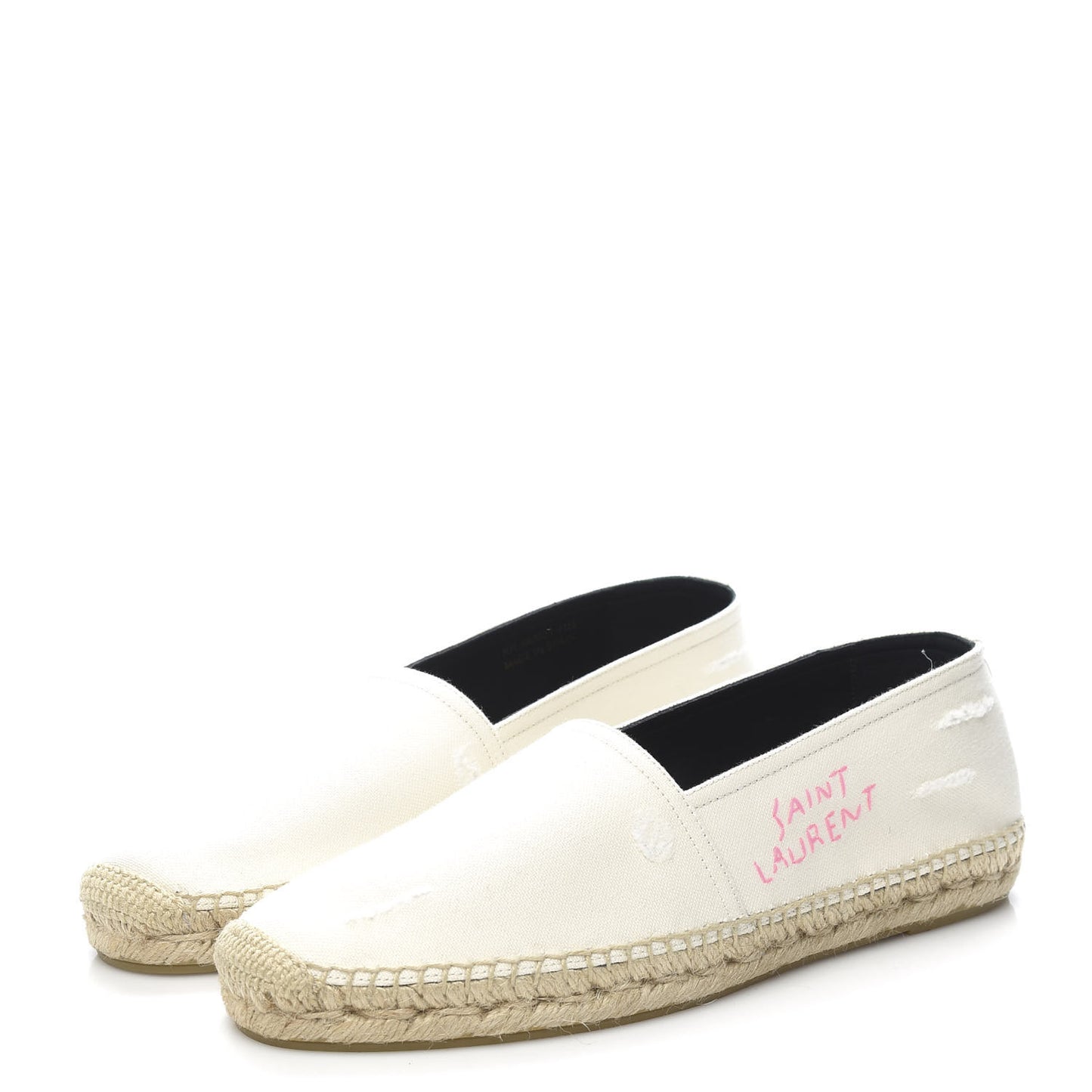 Canvas Nappa Elba Light Logo Embroidered Espadrilles 41.5 Panna