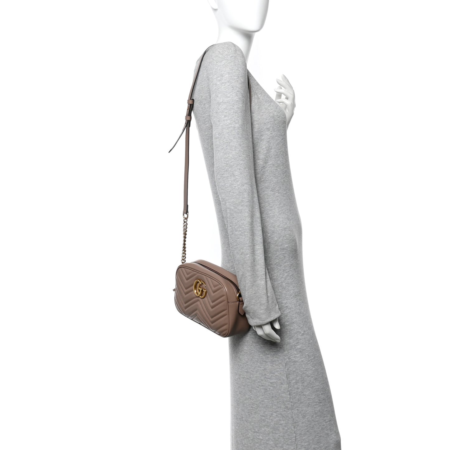 Calfskin Matelasse Small GG Marmont Chain Shoulder Bag Porcelain Rose