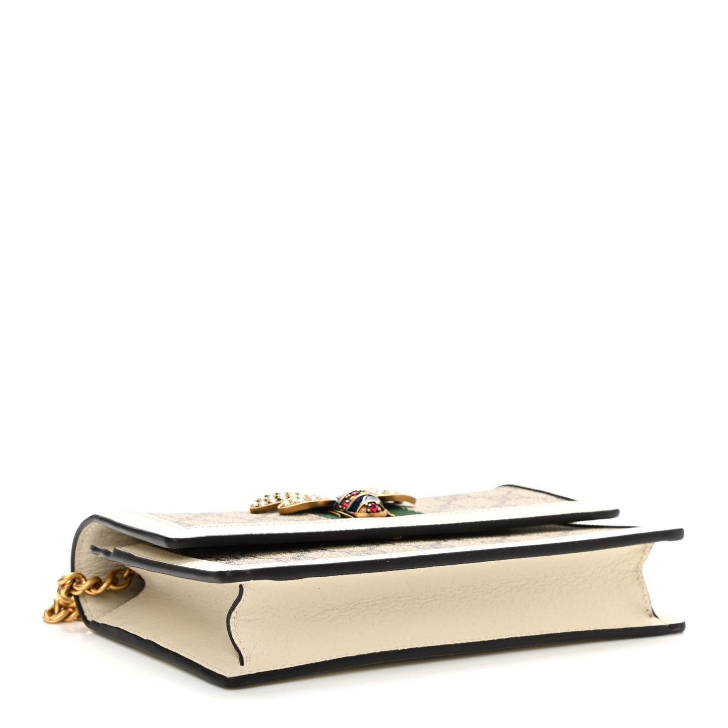 GG Supreme Monogram Web Queen Margaret Chain Wallet White