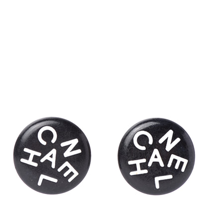 Chanel Resin CC Round Clip On Earrings Gold Black 1 of 4
