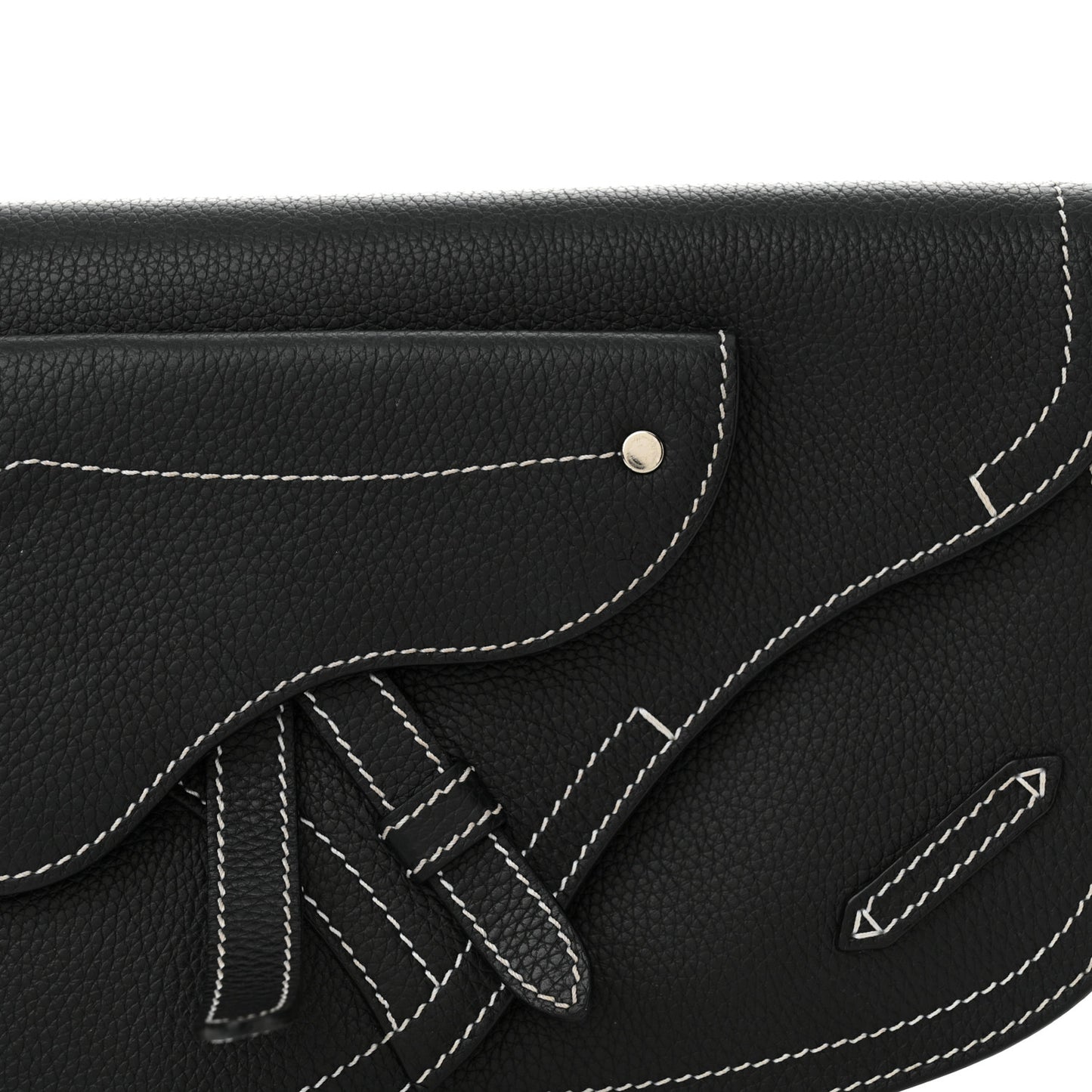 X KAWS Grained Calfskin Saddle Pouch Black