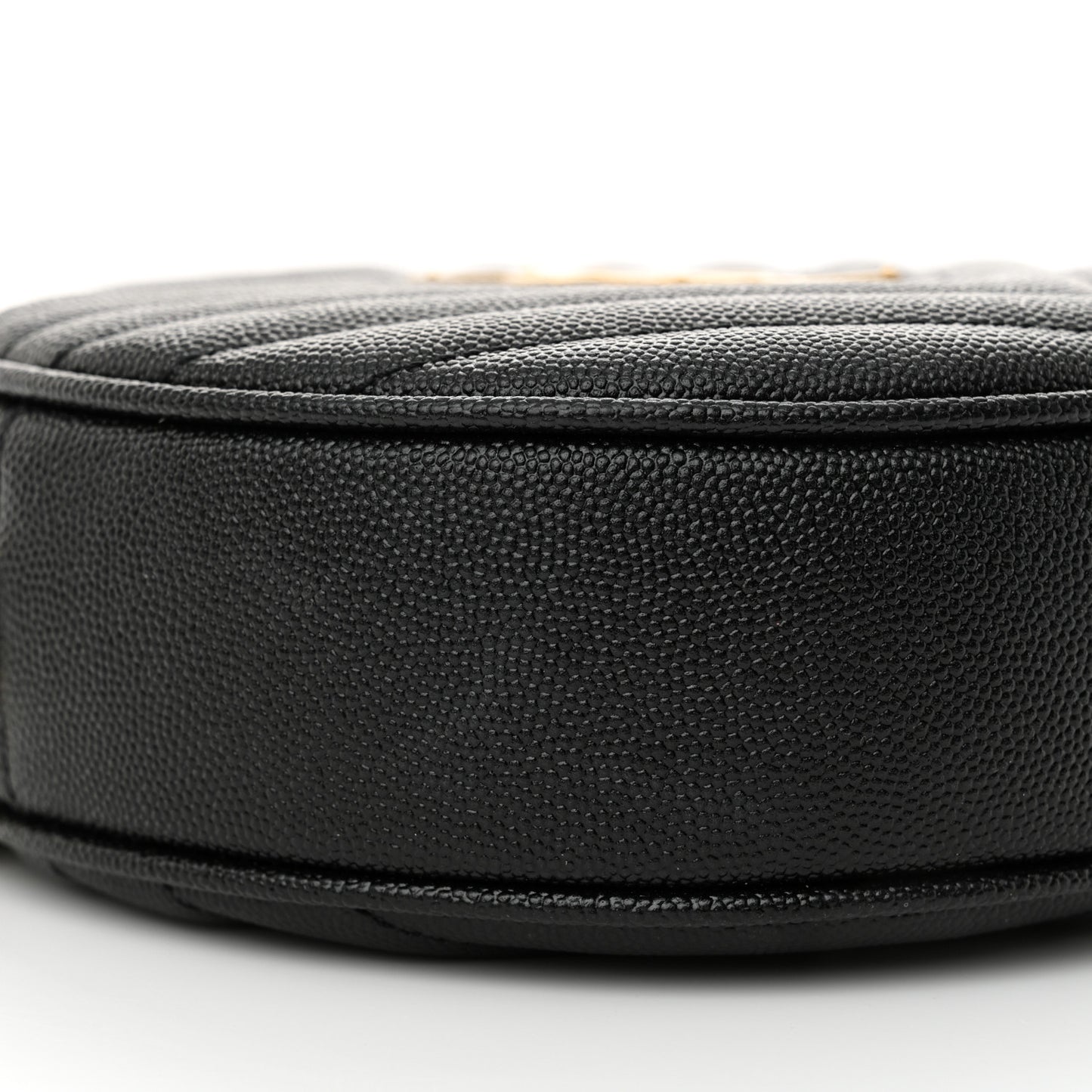 Grain De Poudre Matelasse Chevron Quilted Round Vinyle Camera Bag Black