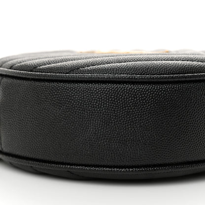 Saint Laurent Grain De Poudre Matelasse Chevron Quilted Round Vinyle Camera Bag Black 9 of 11