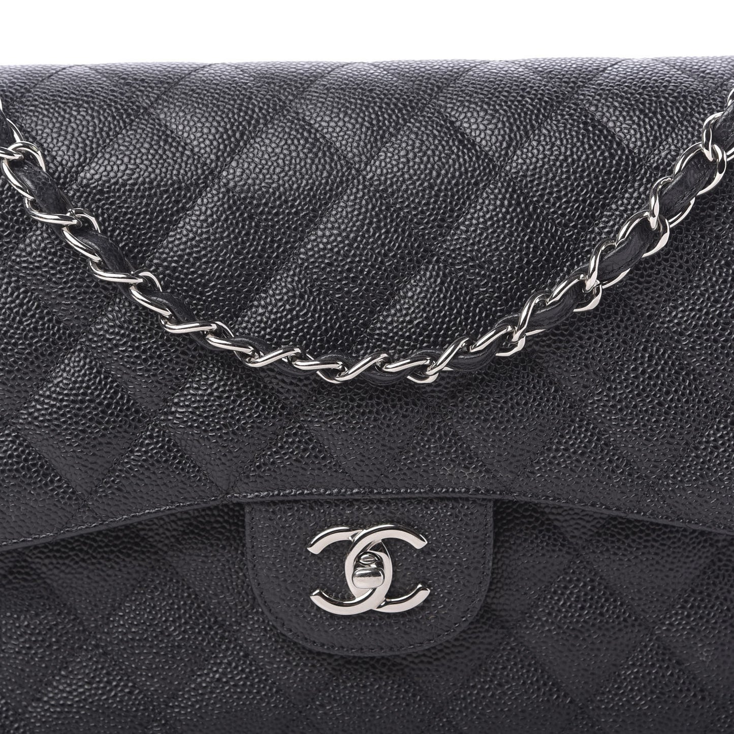 Caviar Quilted Jumbo Double Flap Black