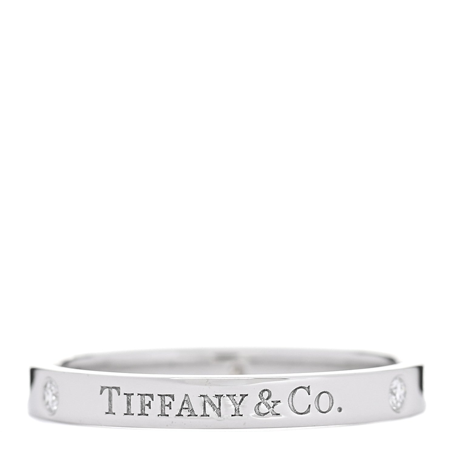 Tiffany Platinum Diamond Logo Band Ring 63 10.5 3 of 4