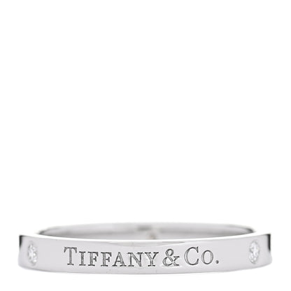 Tiffany Platinum Diamond Logo Band Ring 63 10.5 3 of 4