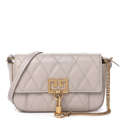Givenchy Goatskin Quilted GV3 Mini Pocket Convertible Bag Natural 1 of 10