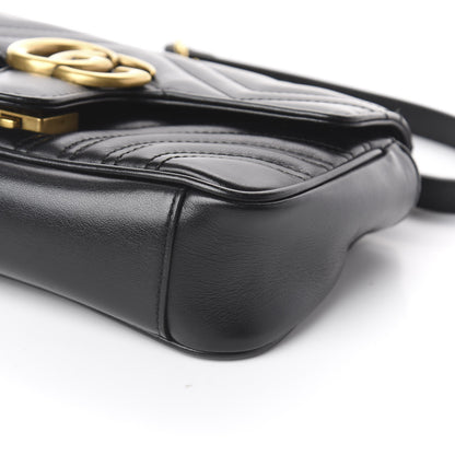 Gucci Calfskin Matelasse Mini GG Marmont Shoulder Bag Black 8 of 8