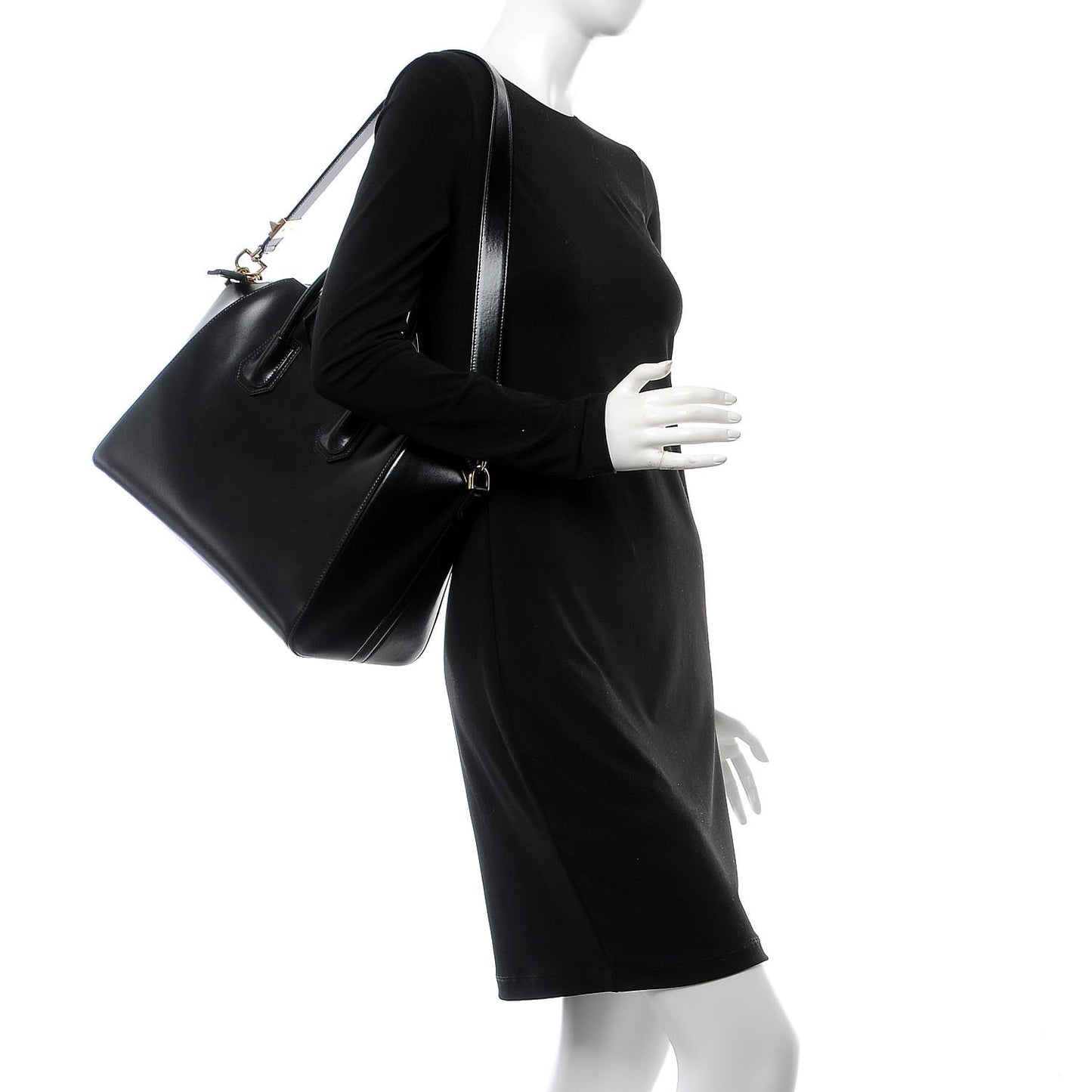 Shiny Lord Calfskin Medium Antigona Black