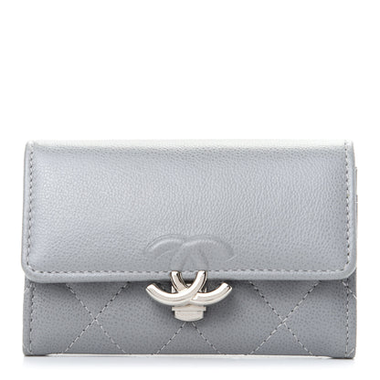Chanel Grained Calfskin Quilted CC Box Flap Card Holder Grey 1 of 9