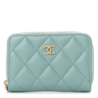 Chanel Caviar Quilted Zip Coin Purse Light Blue 1 of 7