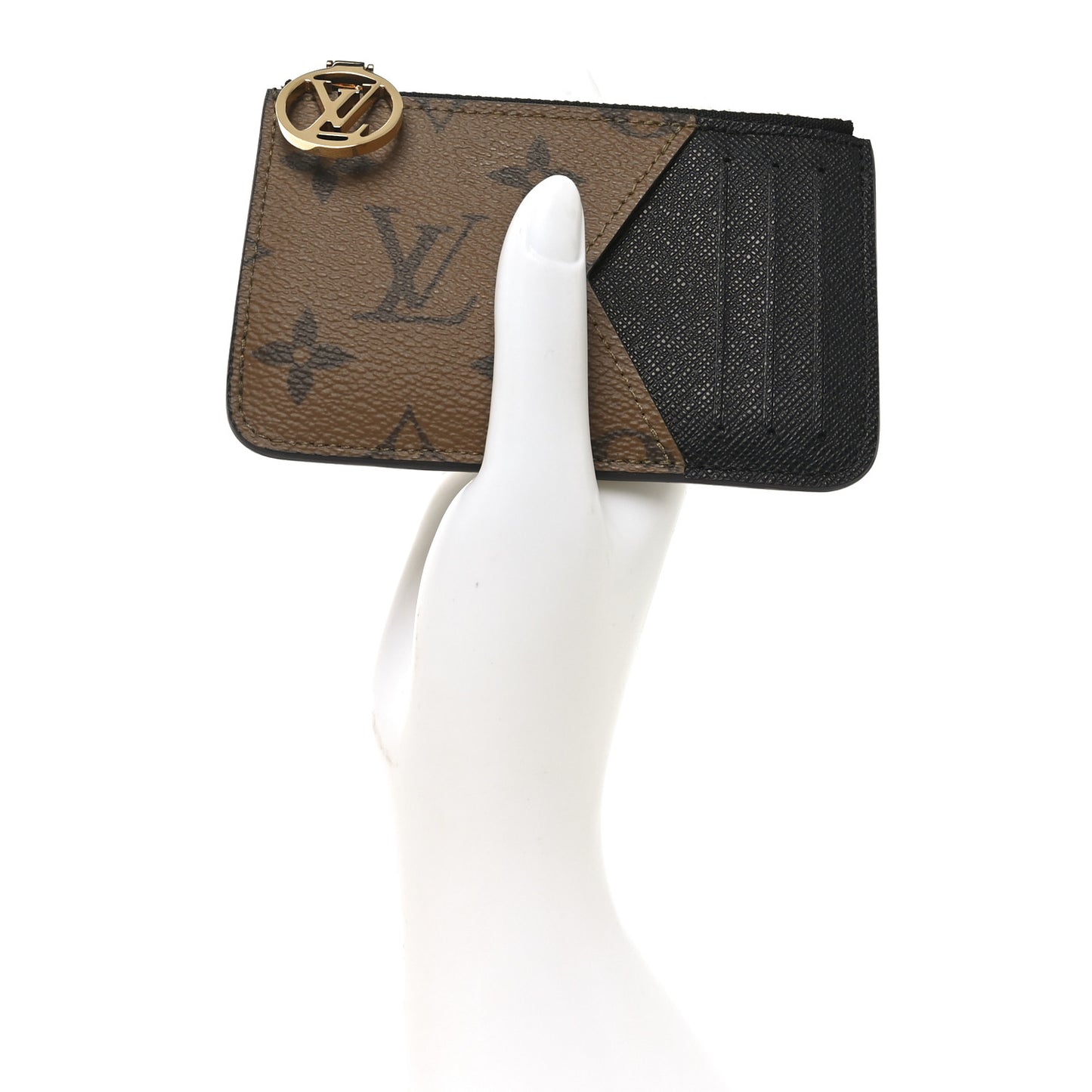 Reverse Monogram Zipped Romy Card Holder