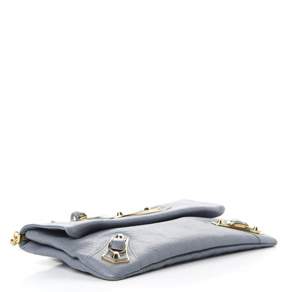 Balenciaga Chevre Gold Metallic Edge Hardware Envelope Clutch Bleu Acier 4 of 10