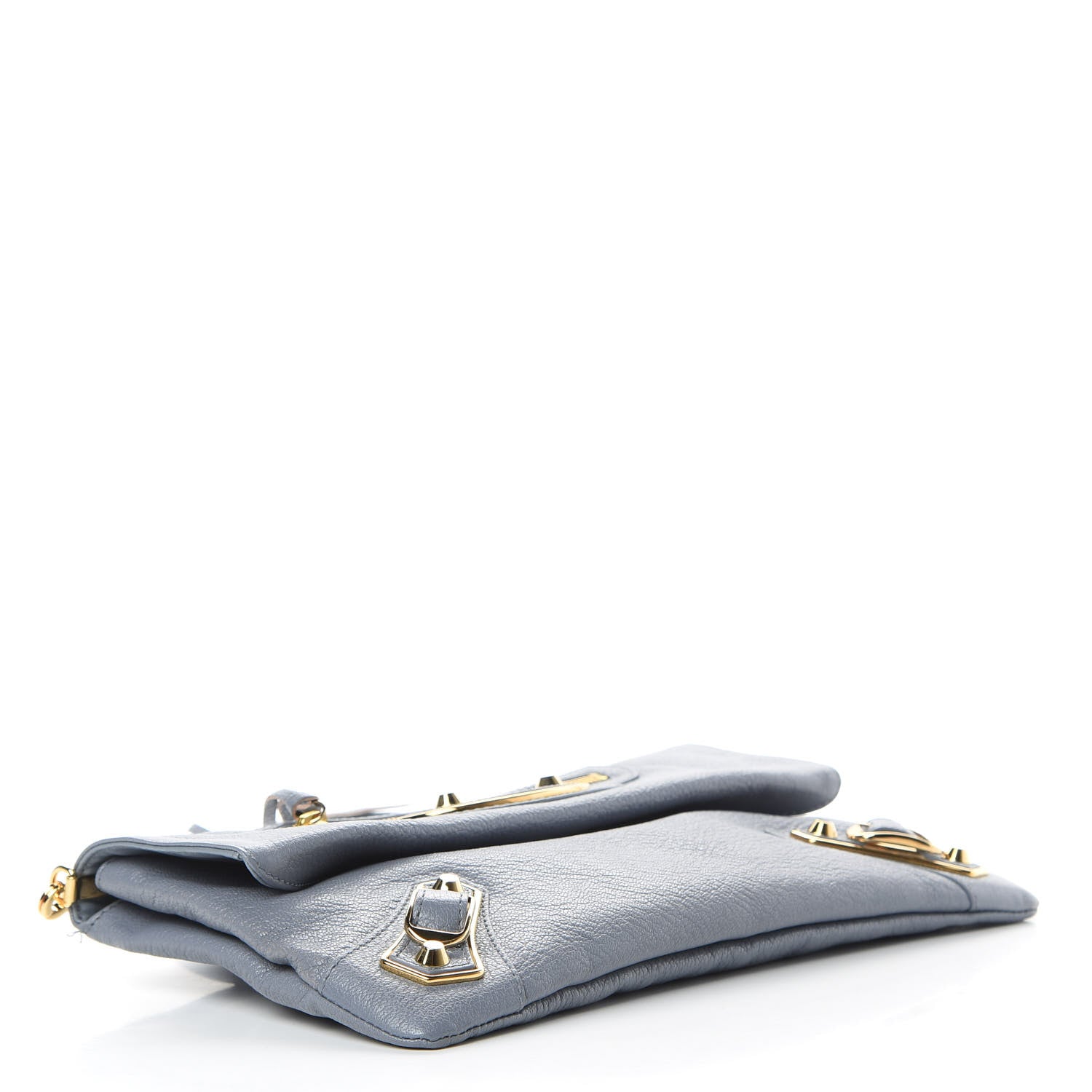 Balenciaga Chevre Gold Metallic Edge Hardware Envelope Clutch Bleu Acier 4 of 10