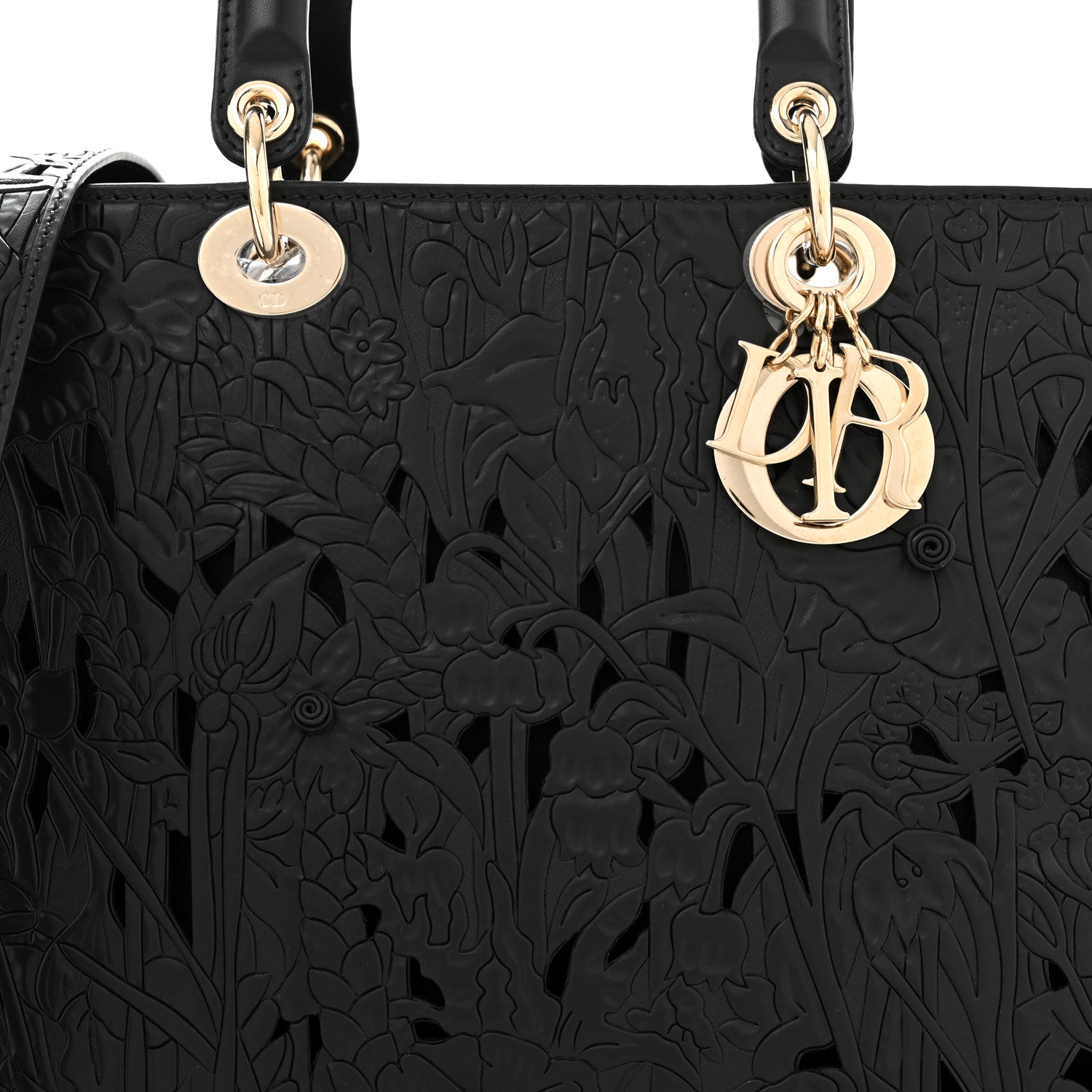 Christian Dior Calfskin Laser Cut Large Lady Dior Black 7 of 9