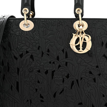 Christian Dior Calfskin Laser Cut Large Lady Dior Black 7 of 9