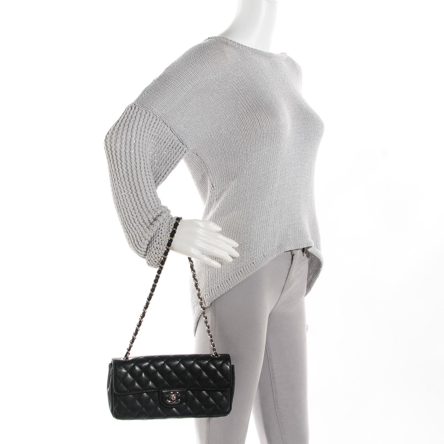 Caviar Quilted East West Flap Black