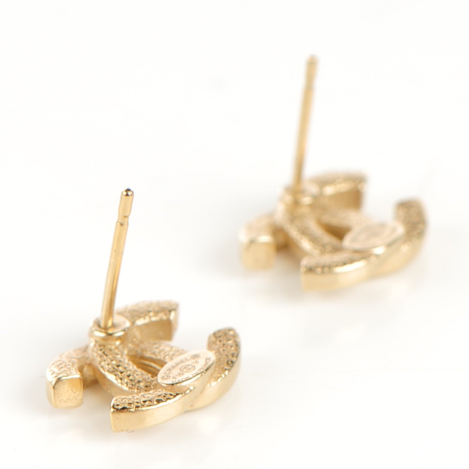 Chanel Crystal Twisted CC Earrings Light Gold Pale Pink 3 of 5