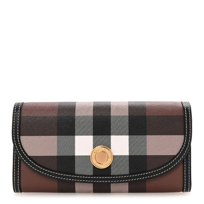 Burberry E-Canvas Check Continental Wallet Dark Birch Brown 1 of 6