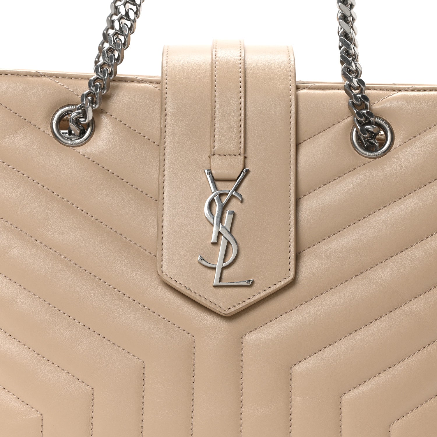 Saint Laurent Calfskin Y Quilted Monogram Large Loulou Shopper Nude Powder 8 of 10