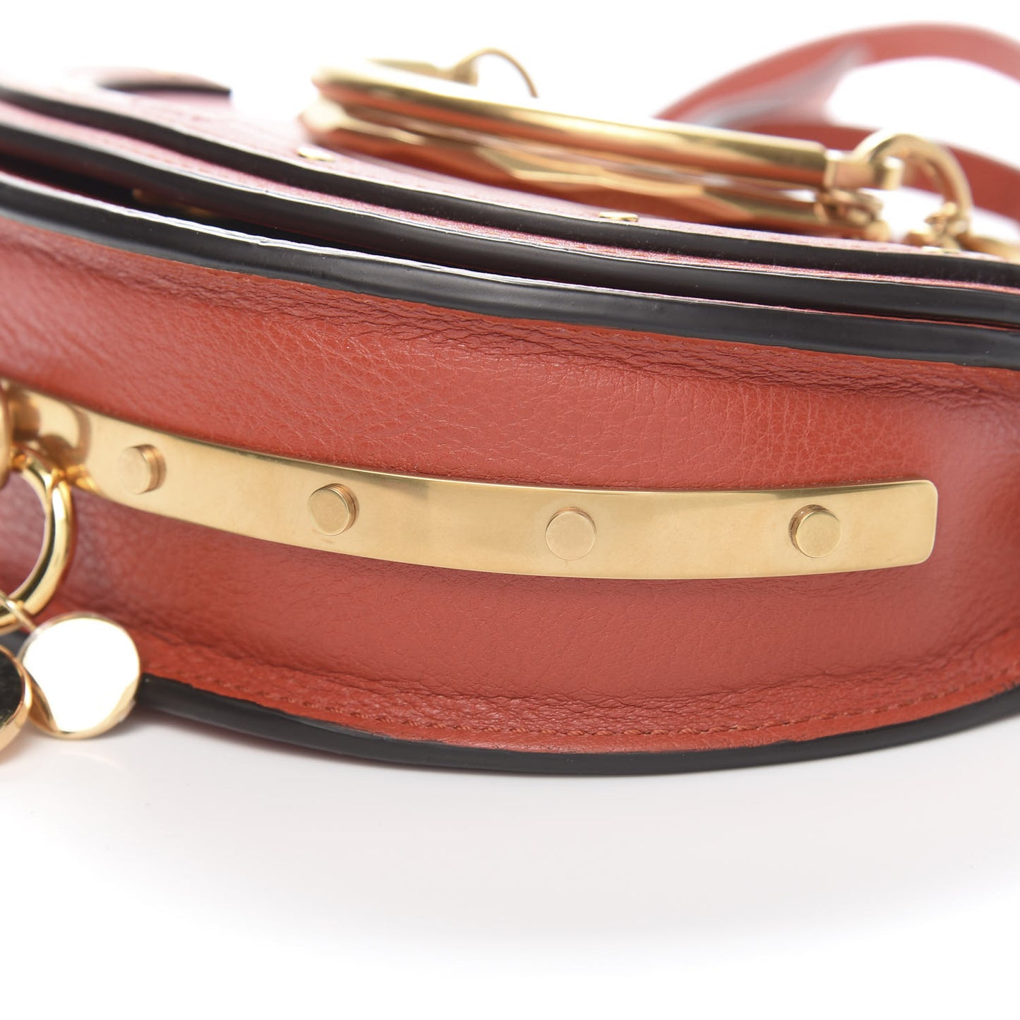 Calfskin Small Nile Bracelet Minaudiere Bag Earthy Red