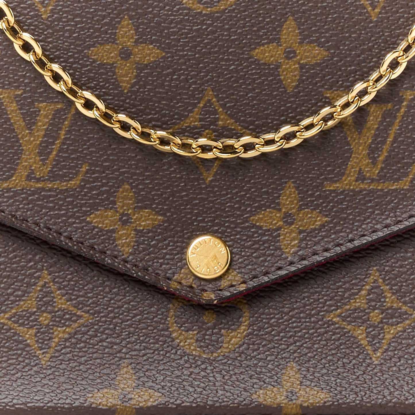 Monogram Pochette Felicie Chain Wallet Fuchsia